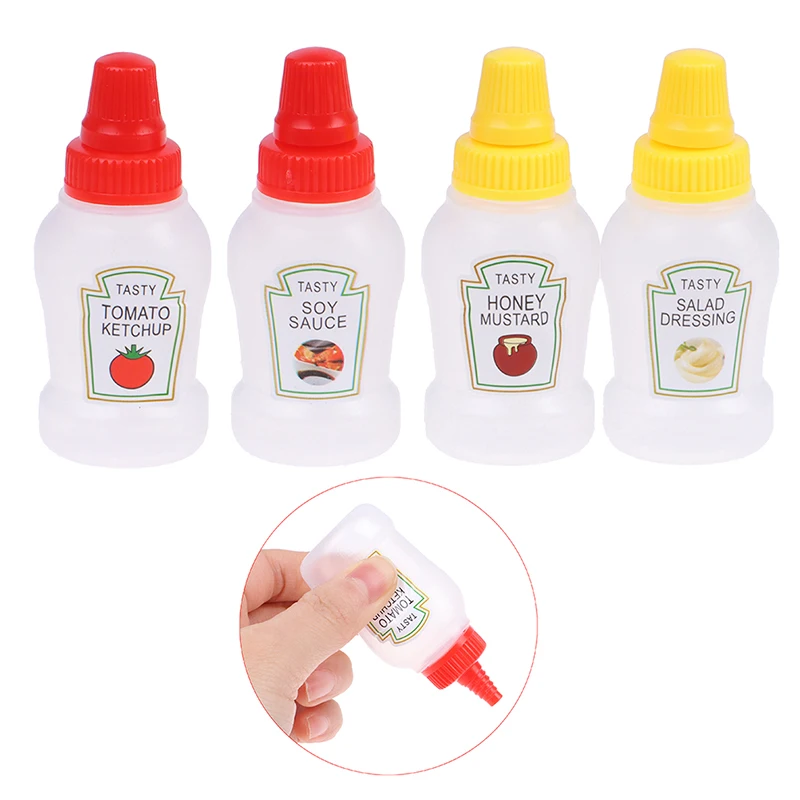 1pc Mini Seasoning Sauce Bottle Portable Tomato Ketchup Bottle Salad Dressing Container For Bento Lunch Box Kitchen Storage