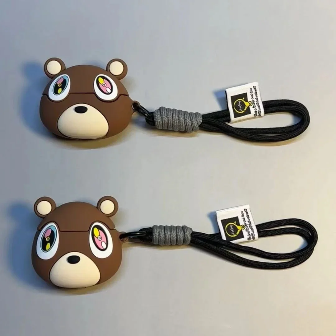 Kawaii Kanyes Dropout Bear 3D Cartoon Silicone Case For Airpods 1 2 3 Pro Cute Teddys Bear Wireless Earphone Protective Cover