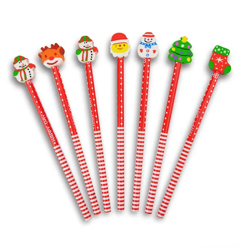 

36 шт., милый мультяшный карандаш, креативный мультяшный аватар с резиновым рождественским карандашом, канцелярские принадлежности для обучения детей, ручка