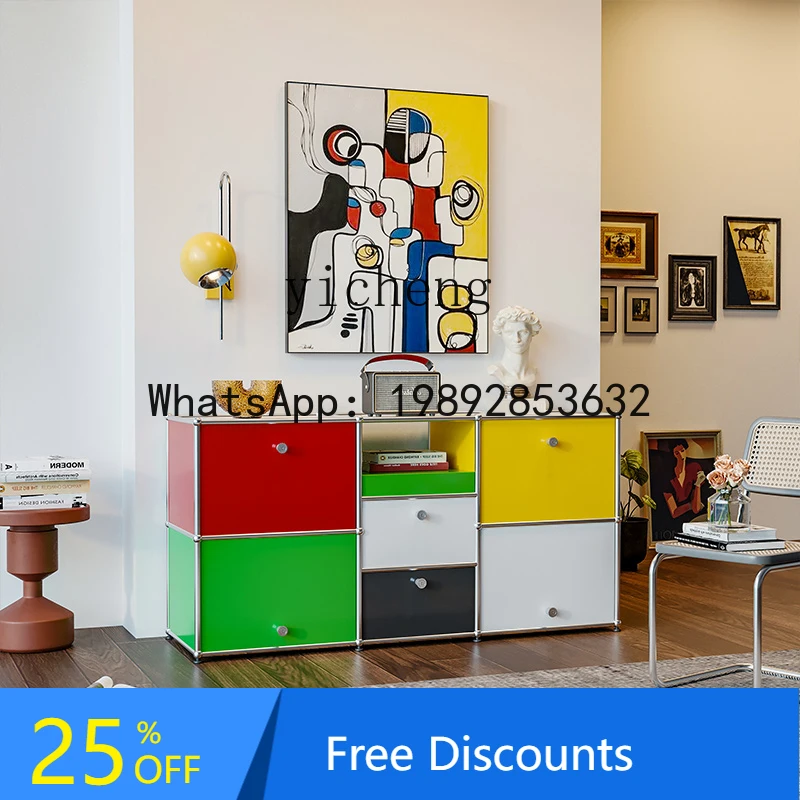 storage bucket cabinet dining side cabinet modern simple sofa side cabinet stainless steel module combination