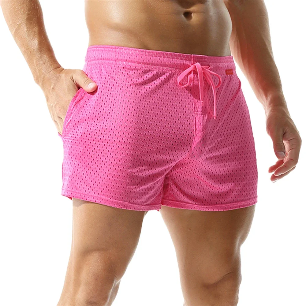 

Mens Mesh Breathable with Pocket Loose Home Boxers Comfortable Workout Jogging Shorts Male Gym Fitness Running Sport Short Pants
