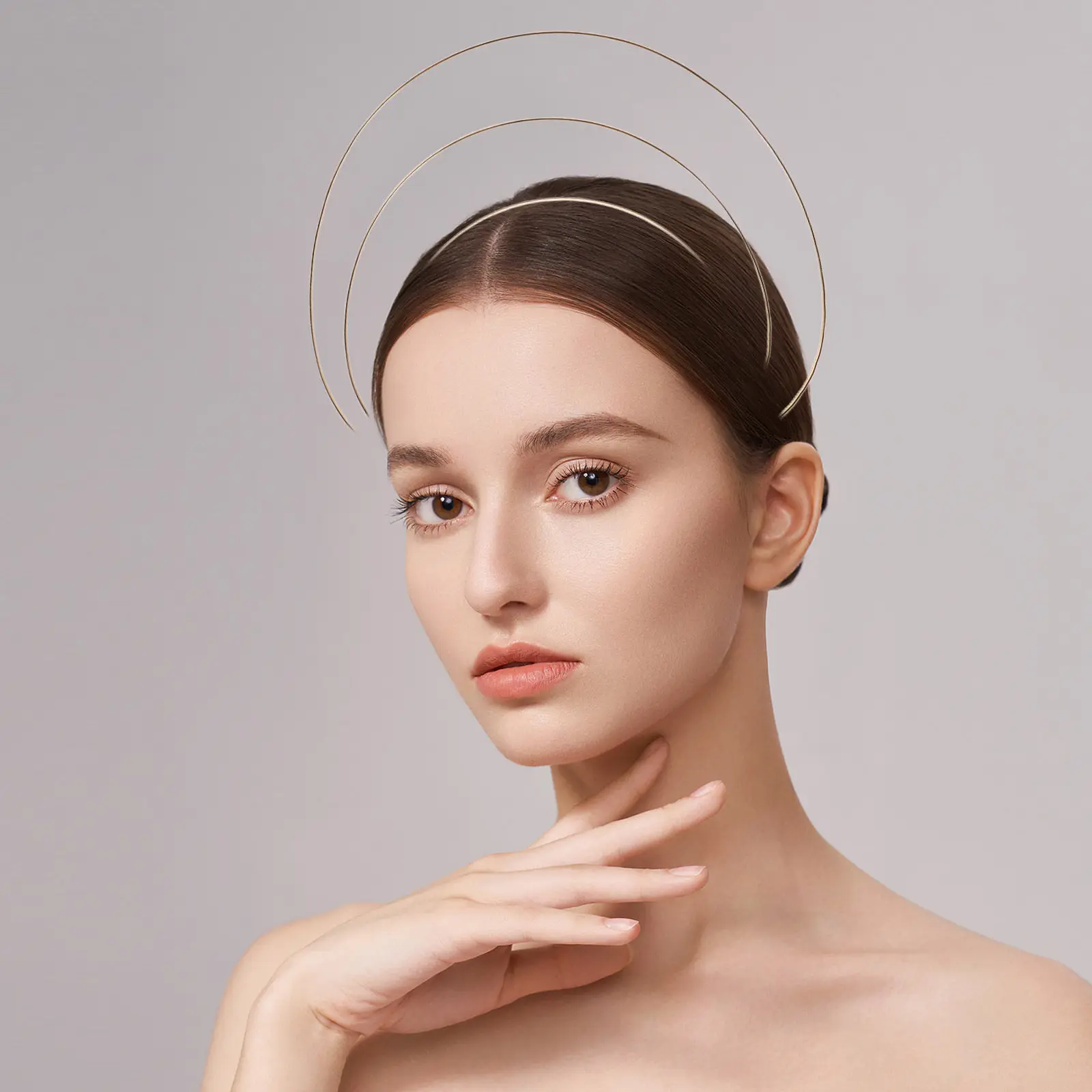 2Pcs Gold Iron Triple-Layer Crown Headpiece for Women DIY Craft Hair Accessory Ideal for Hanfu Traditional Attire Cosplay