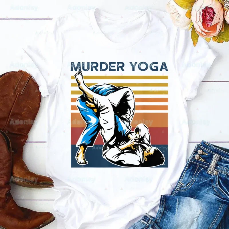 Jiu Jitsu Rashguard Murder Yoga Tops T Shirt Women Tshirt Graphic Tee Cute Women T-shirt Female Tee Shirt 90s Girls Tee Tshirt