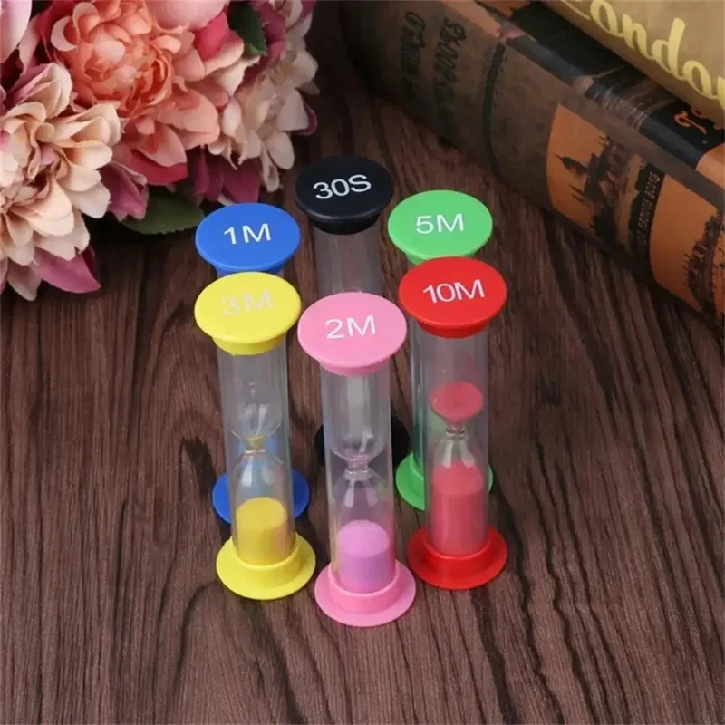 6Pcs Sand Timer Plastic Hourglass Timer Sandglass Hourglass Small 30Sec/1Min/2Mins/3Mins/5Mins/10Mins Sand Clock Timer Durable