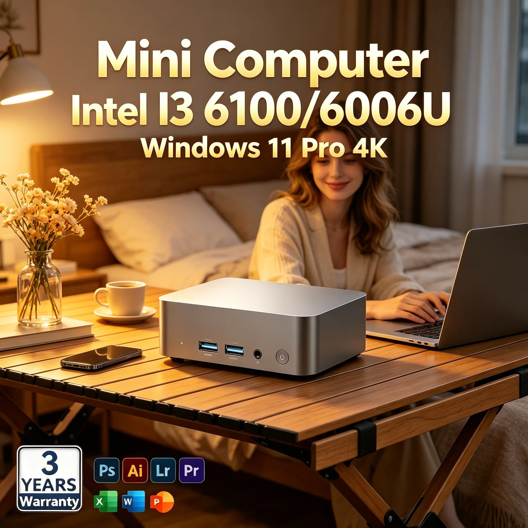 

Laptop High Efficiency I3 Mini Computer Win11 Pro Slim Portable Design Daily Work Entertainment Mini Host