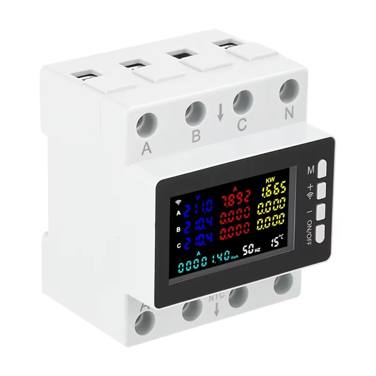 

A45U Tuya WIFI интеллектуальный HD цветной экран трехфазный 4-проводной рельсовый измеритель напряжения тока счетчик электроэнергии