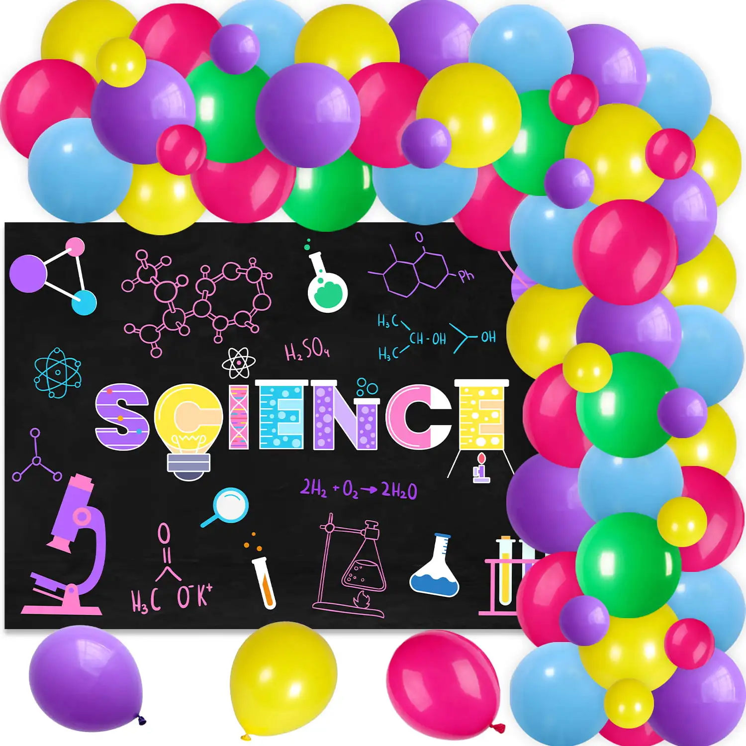 

Cheereveal Science Party Decorations Chemical Science Theme Backdrop Balloon Garland Kit Girls Scientist Birthday Party Supplies