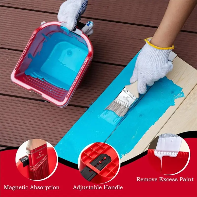 ABCA-3-Pack Kuas Berujung Miring 2-Inci dengan Filamen Lembut untuk Dinding, Lemari, dan Pagar Kuas Pewarna Kayu Paket Isi 5