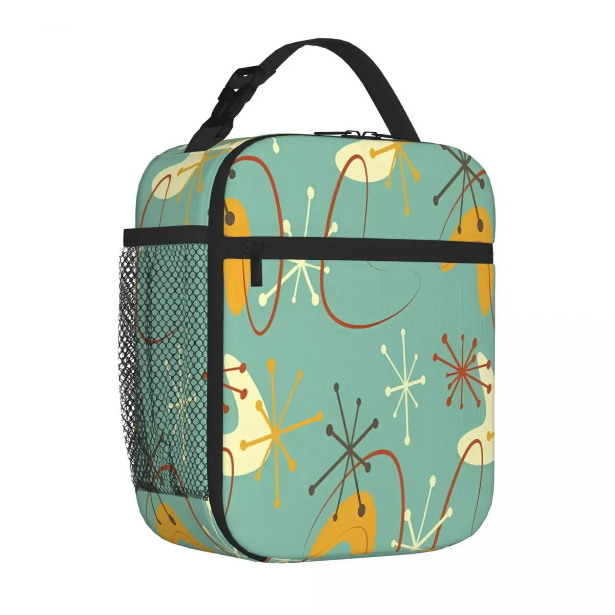 Bestselling Vintage Retro 1950s Atomic Starburst Boomerangs 3D Stereo Meal Prep Bag Cycling Trip Picnic Lunch Bag