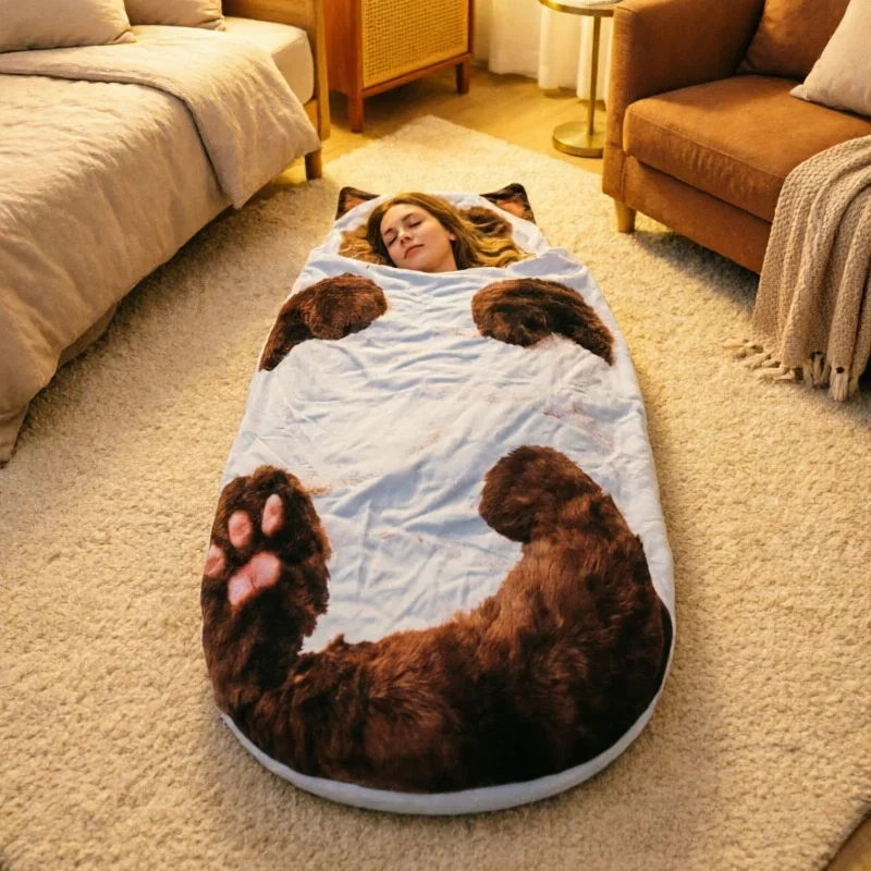 Camping Sleeping Bag for Adults Giant Cat Shaped Envelope Sleeping Bag Soft Warm Sleeping Sack for Indoor Outdoor Backpacking