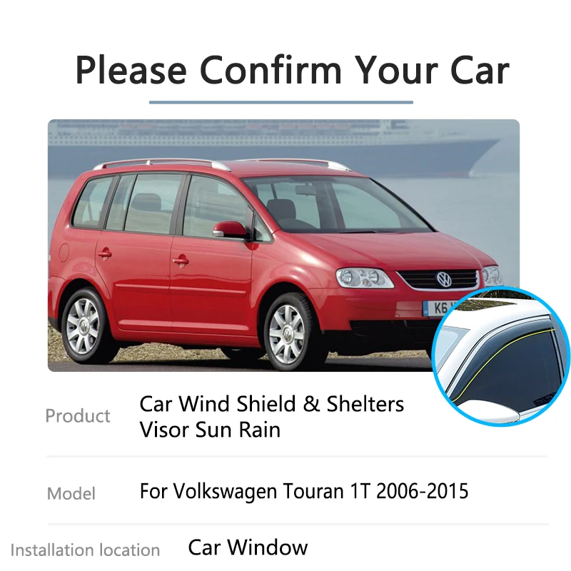 4x Rain Window Visor For Volkswagen VW Touran 1T 2006~2015 Car Sun Deflectors Guards Cover Trim Sticker Windscreens Accessories