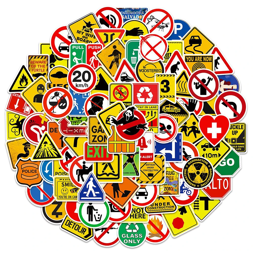 10/30/50/100pcs Divertenti Adesivi di Avvertimento Del Fumetto Danger Banning Segni Decalcomania FAI DA TE Del Computer Portatile Casco Del Motociclo Cool Graffiti adesivo giocattolo