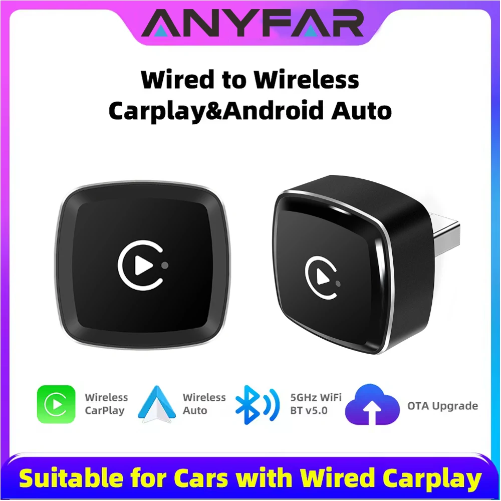 2in1 Wireless CarPlay Adapter Android Auto AI Smart Box Car Intelligent Systems For VW Toyota Nissan Honda Ford Benz