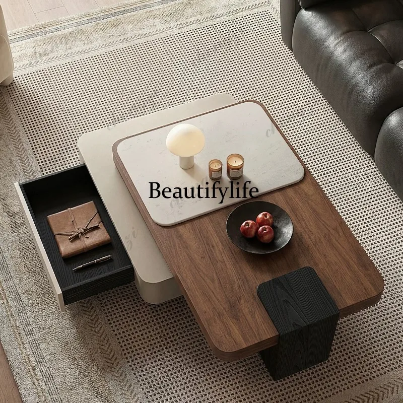 New coffee table combination antique rotating multi-functional microcrystalline stone living room household small apartment