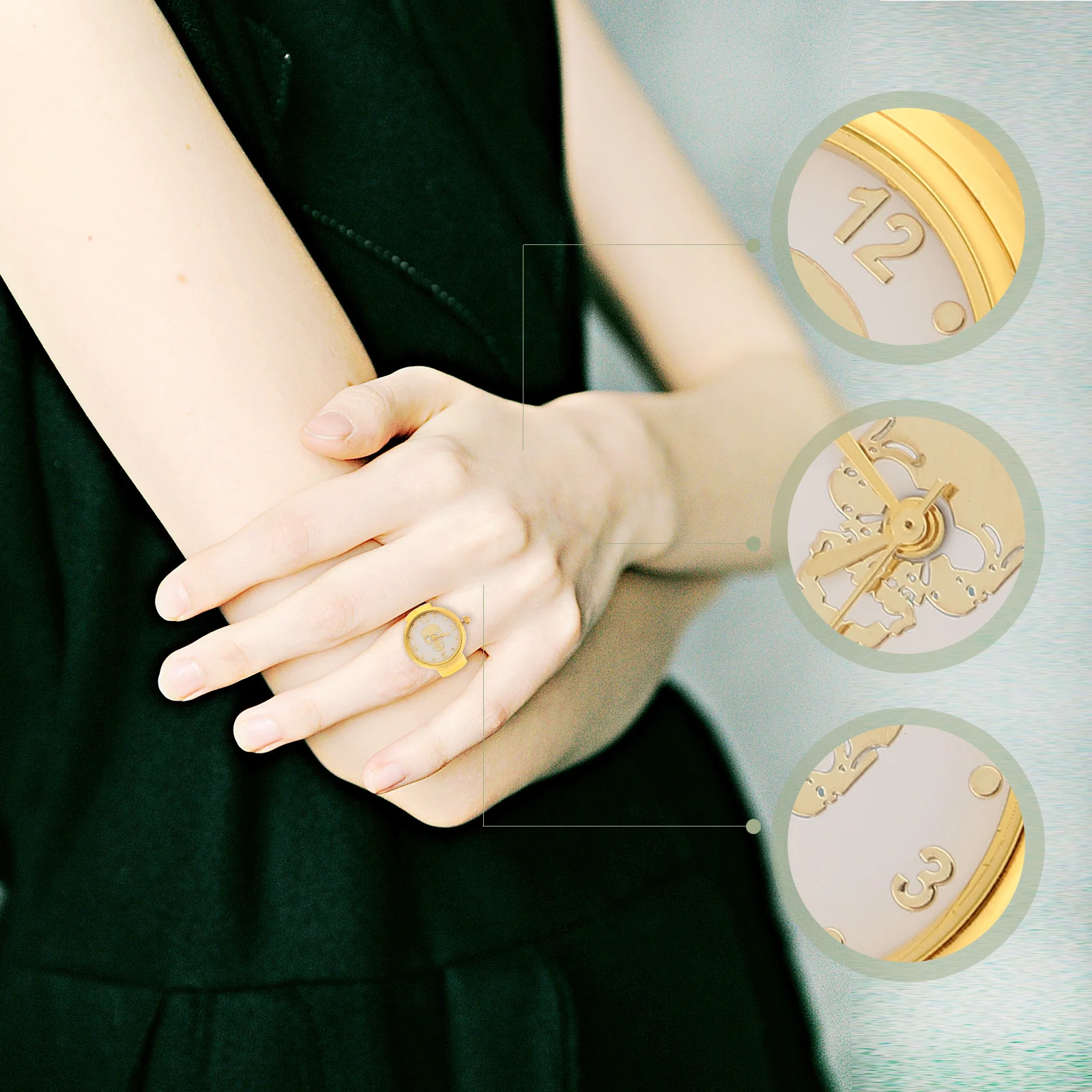

Ghost Head Ring Watch Retro Decorative Quartz Watches for Women -resistant Clock Small Size Novelty Design Ring