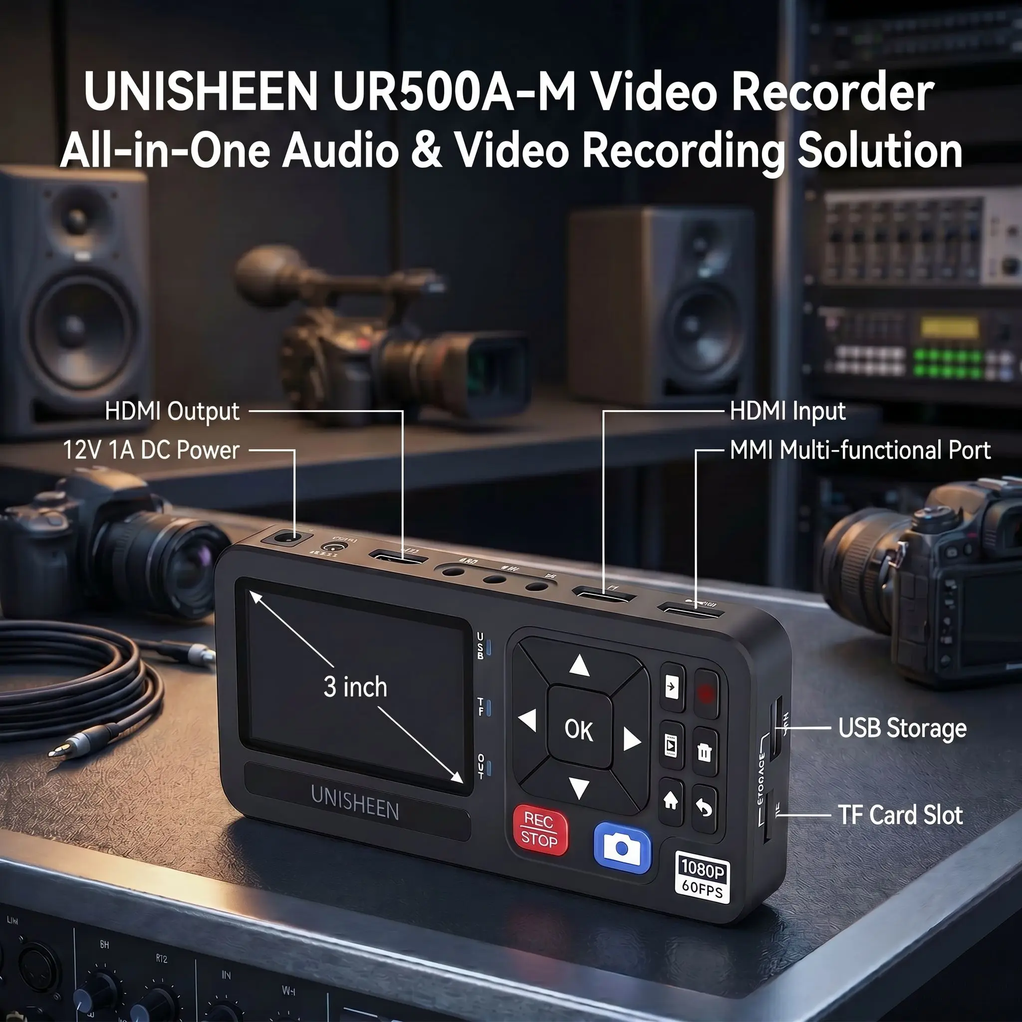 UNISHEEN UR500A-M 1080P Digital Converter HDMI CVBS VGA YPBPR Inputs Portable Video Recorder view 5