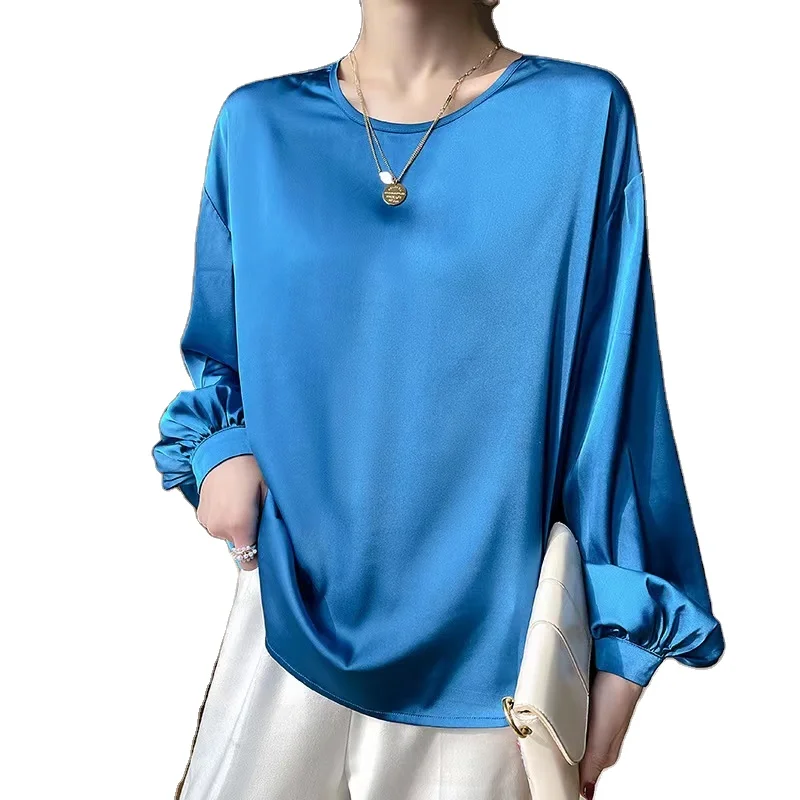 Hot selling spring and summer ladies high quality luxury real silk top silk shirt women