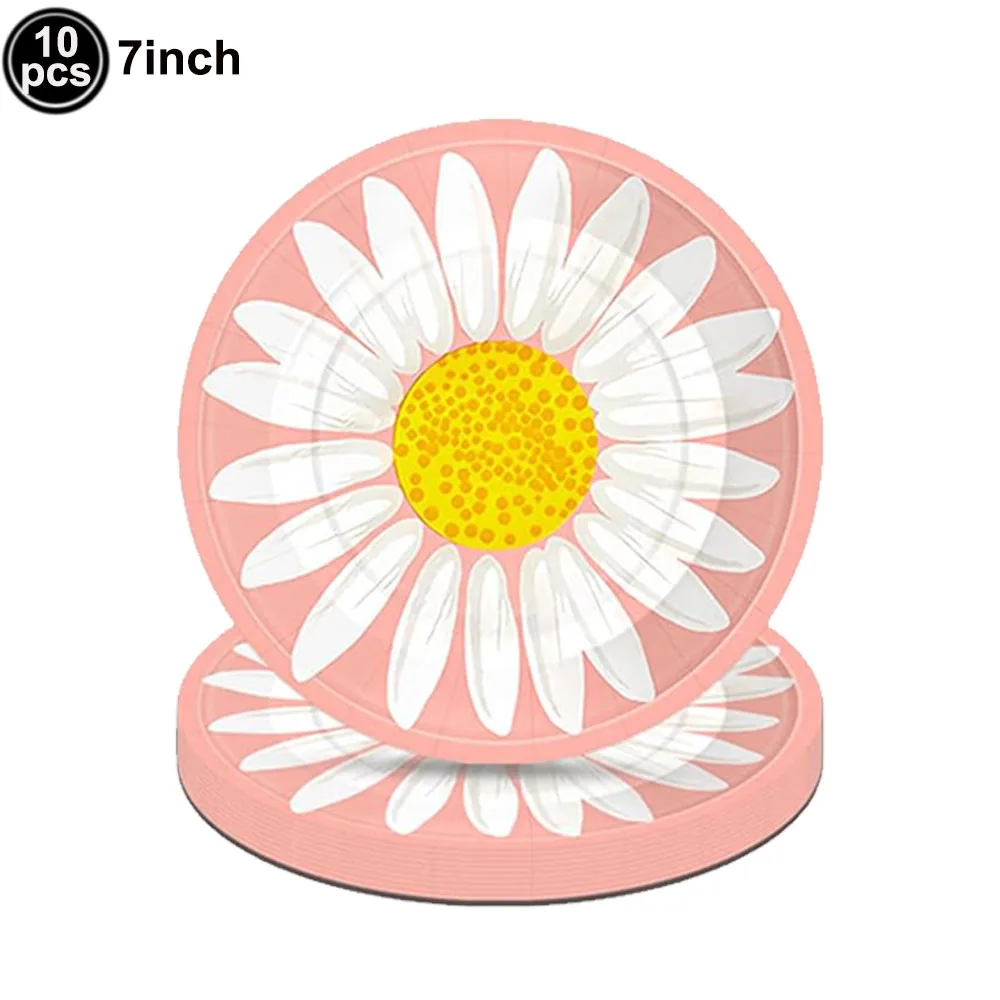 Daisy Birthday Party Tableware Paper Plates Cups Napkins Daisy Disposable Party Supplies for Girl Birthday Baby Shower Decors