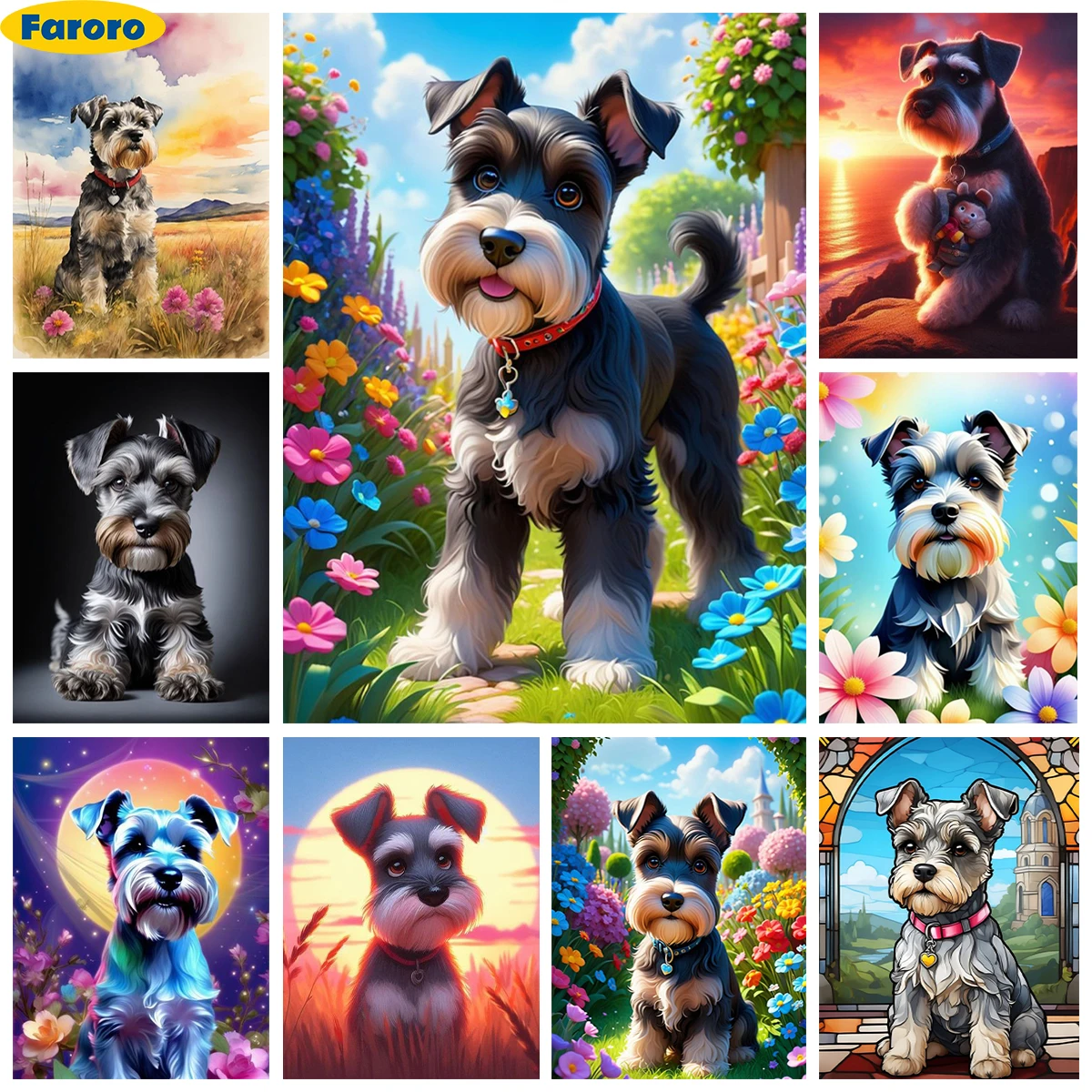 

Standard Schnauzer 5D Diamond Painting Pet Dog Mural Diy Diamond Embroidery Cross Stitch Children Crafts Gift Home Wall Decor