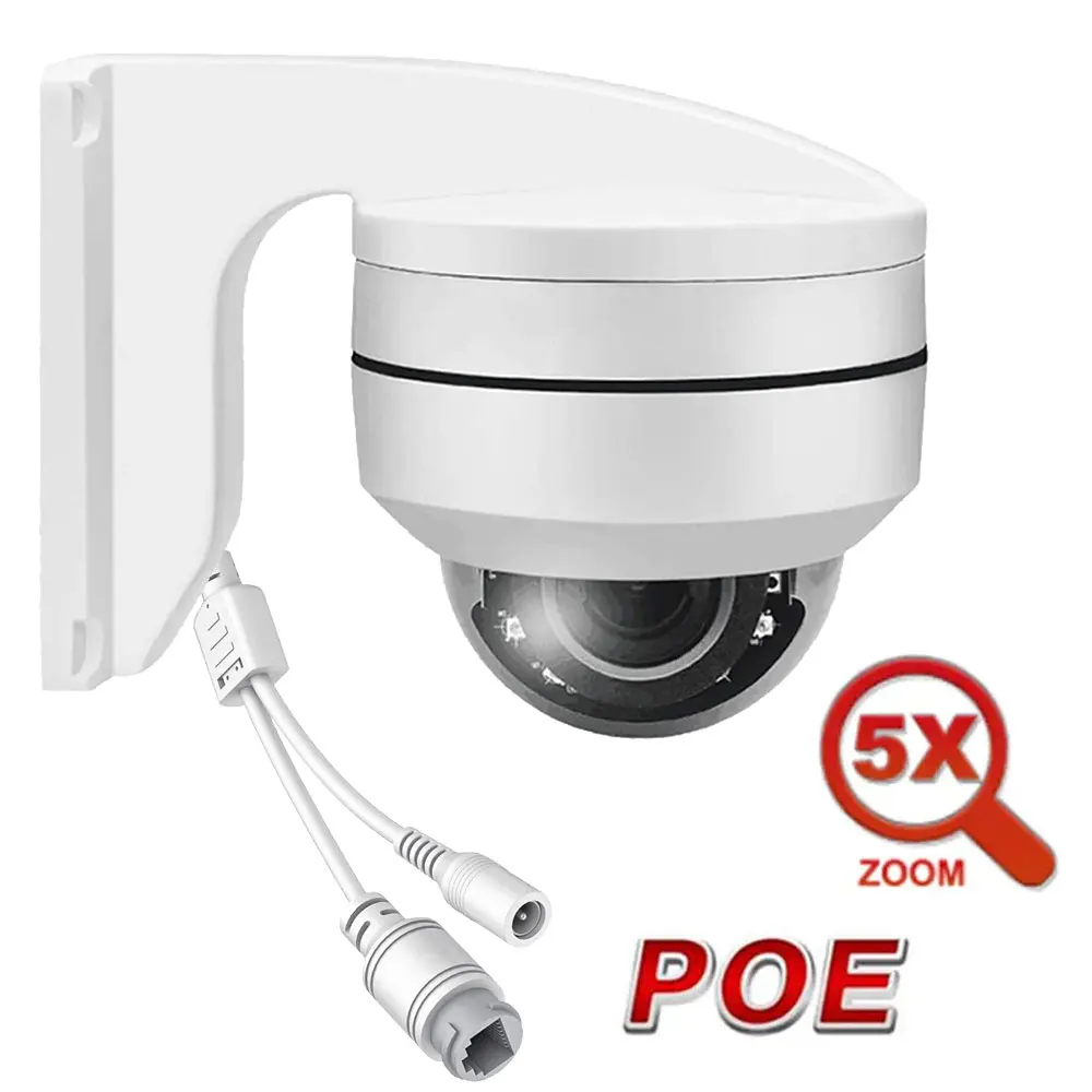 IP Security 5.0MP H.265 POE PTZ Dome Camera, Hikvision Compatible 5X Optical Zoom, Indoor/Outdoor Network Camera