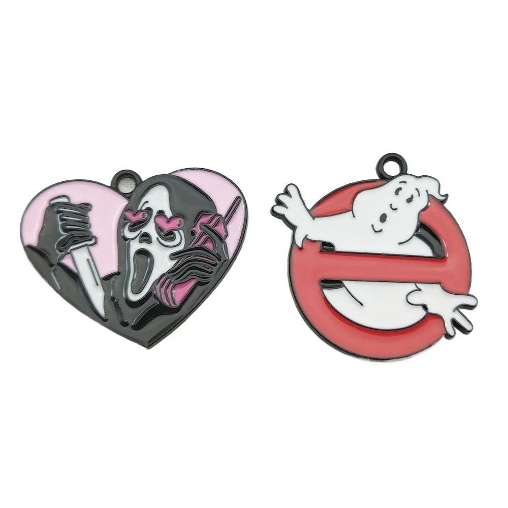 10pcs Cartoon Ghostbusters Decorations Cute Alloy Pendant Anime Figures DIY Creative Fashion Jewelry Accessories Gift