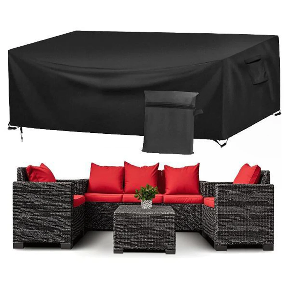 

Patio Furniture Covers Waterproof Heavy-Duty Outdoor Furniture Covers For Sofa Table Chair Anti-UV Dustproof Cover Black 210D