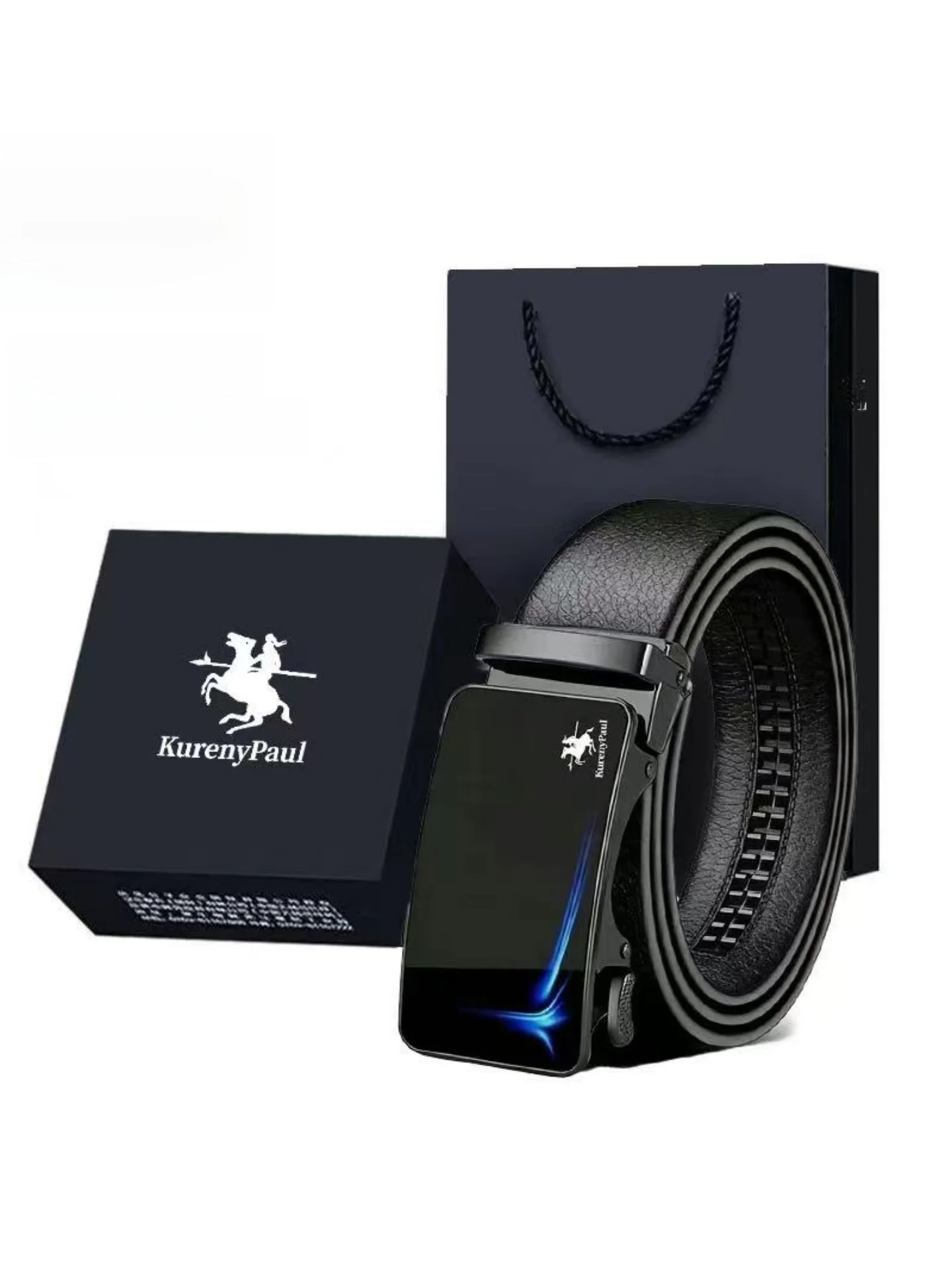 cinto-de-couro-preto-para-homens-com-fivela-automatica-cinto-casual-de-negocios-marca-kurenypaul-superficie-lisa-material