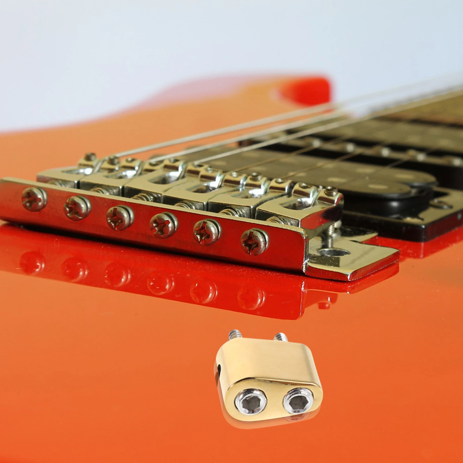 

1 set Golden Headless Bass Bridge Electric Guitar Locking Nut String Lock Component Sturdy Metal Luthier Accessory for Tuning