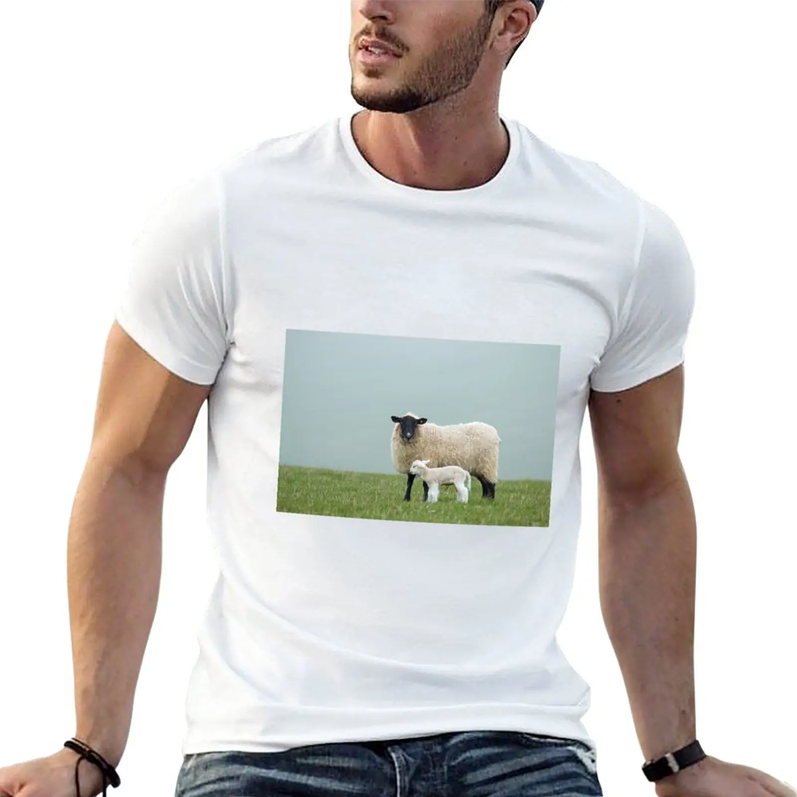 Ewe and Lamb T-Shirt tops boys whites oversized t shirts for men