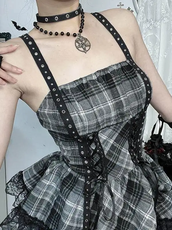 

Платье-рубашка в клетку Spicy Girl, облегающее, без рукавов, миди, А-силуэт, большие размеры для женщин