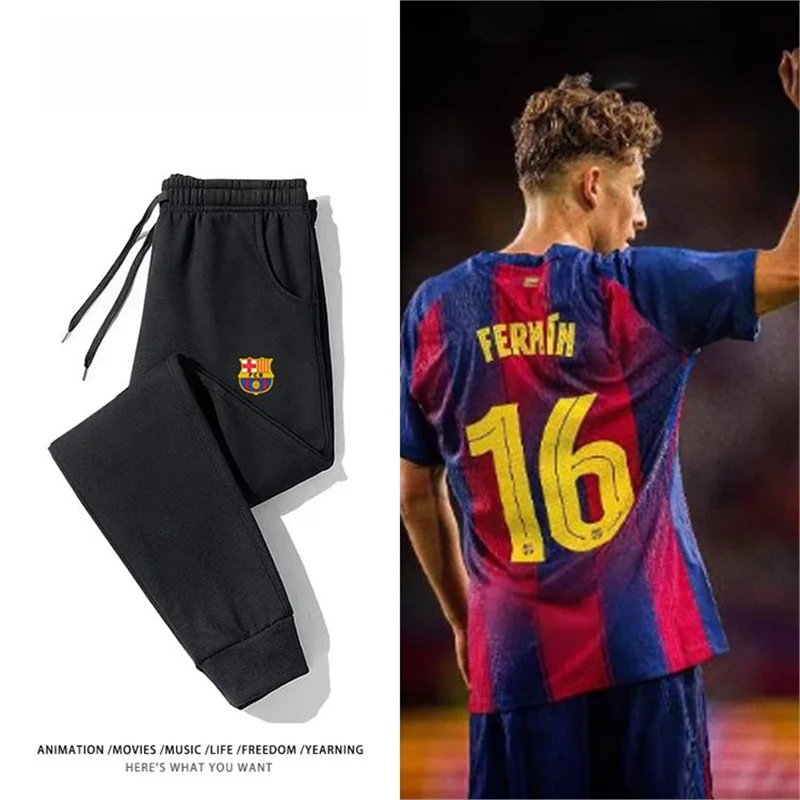   Barcelona Suporte Impresso Thiened Dstring Sweatpants Calças compridas masculinas Perna reta Primavera 2026