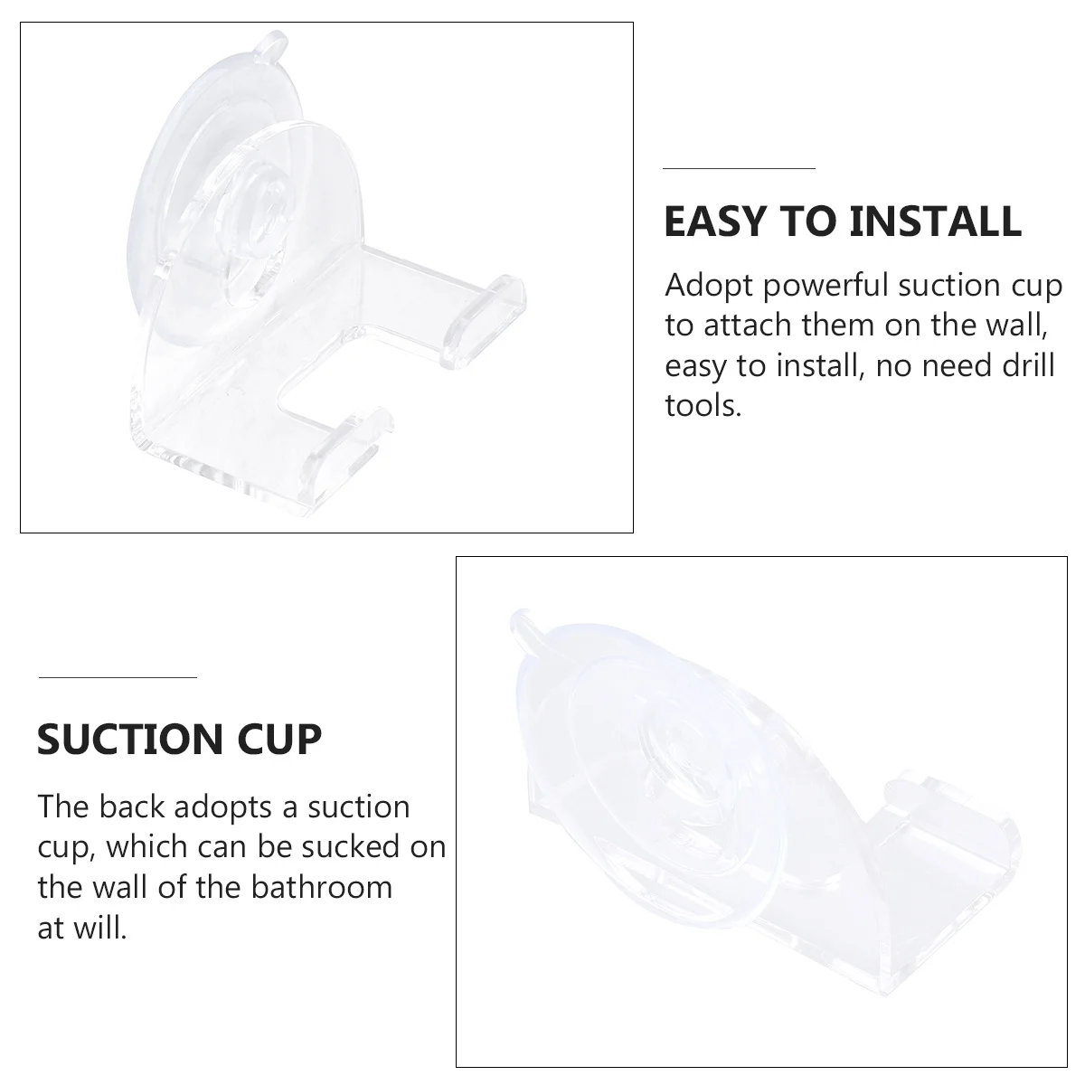 

2Pcs Razor Holder Strong Suction Cup Transparent Shaver Hanger for Bathroom Wall Tile Glass Fridge Storage Rack