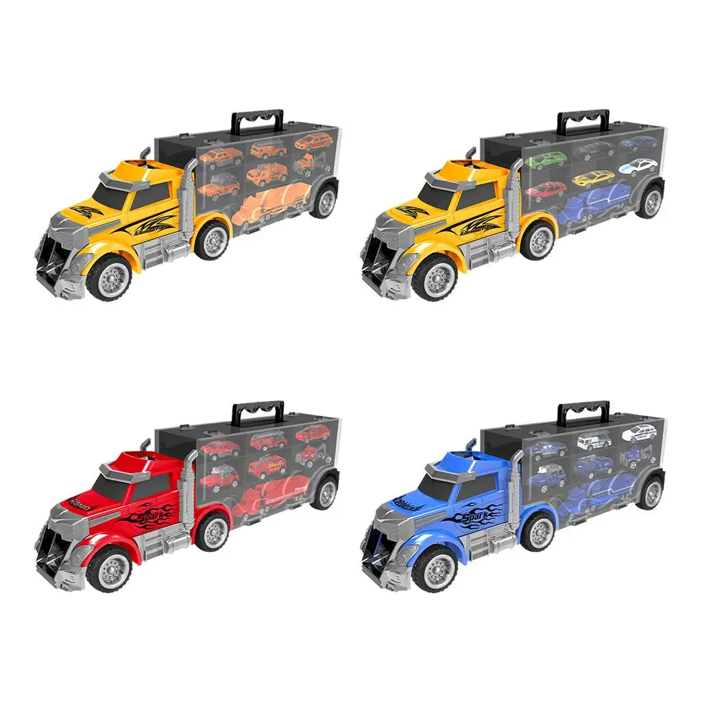 Toy Truck Transport Car Carrier Set Includes 6 Toy Cars Play Vehicles Boys