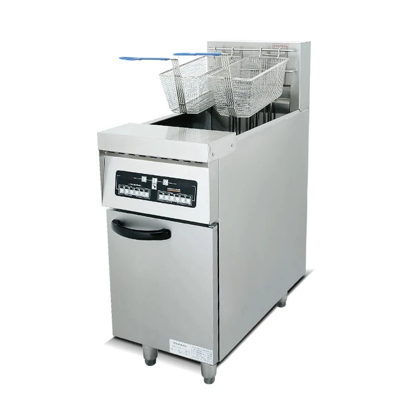 Vertical Digital Commercial Deep Fryer, 30L Large‑Capacity Double‑Tank Frying Pot for Fried Chicken & Burger Shop