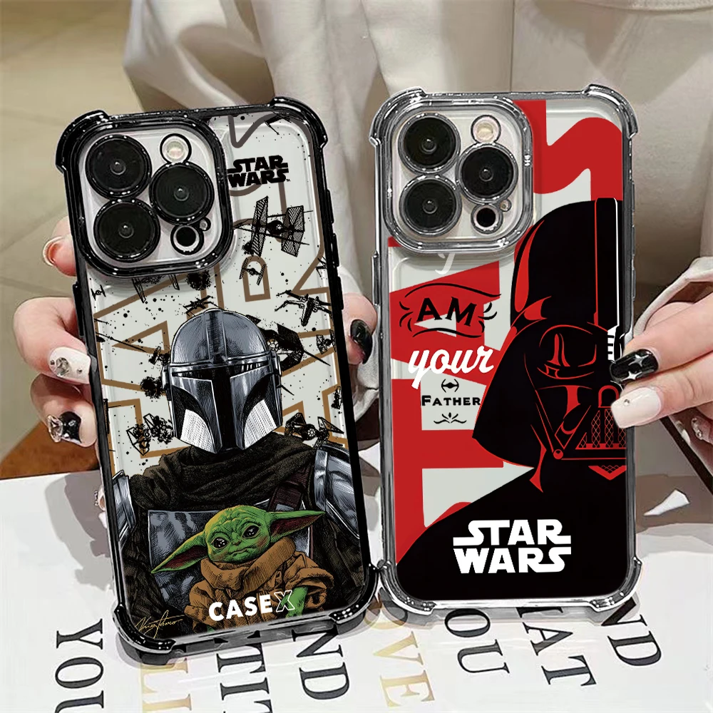 Capa de Celular Anime Star Wars com Revestimento para Xiaomi Redmi 15 A3 15C 14C 13C K50 Note 15 14 13 12 12s Pro Plus 4G 5G Anti-queda com Airbag