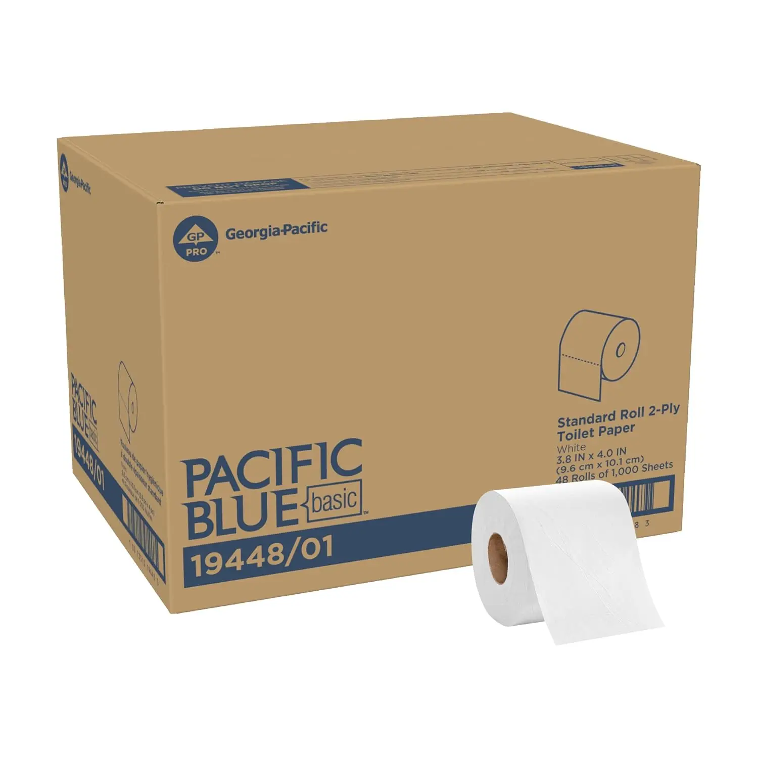 

Туалетная бумага Pacific Blue, 2-слойная, 1000 листов в рулоне, 48 рулонов в коробке, для домашнего использования