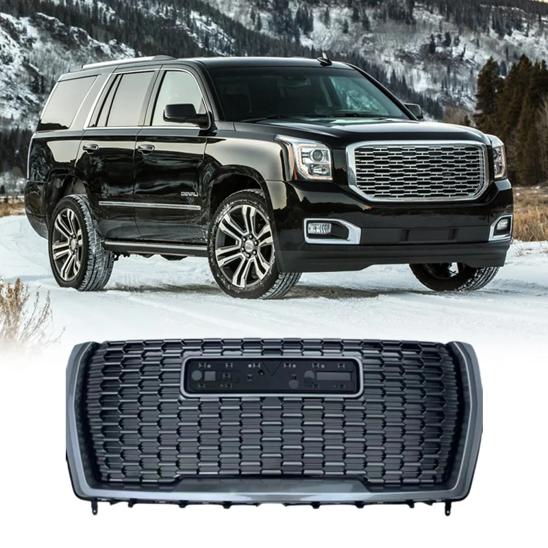 Car Front Upper Grille Replacement Glossy Black ABS For G-M-C Yukon 2021 2022 2023 2024