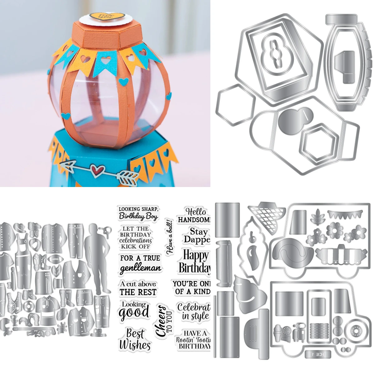 3D Gumball Machine Stamps 2026 Neue Metall-Stanzformen für DIY Scrapbooking Crafts Maker Fotoalbum-Vorlage handgemachte Dekoration