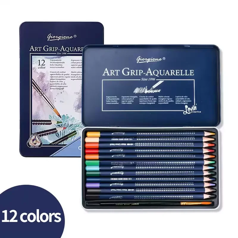 Professionele aquarelpotloodset 12/24/36/48/72/120 gekleurde wateroplosbare schetspotloden met fijne penseelkunstbenodigdheden