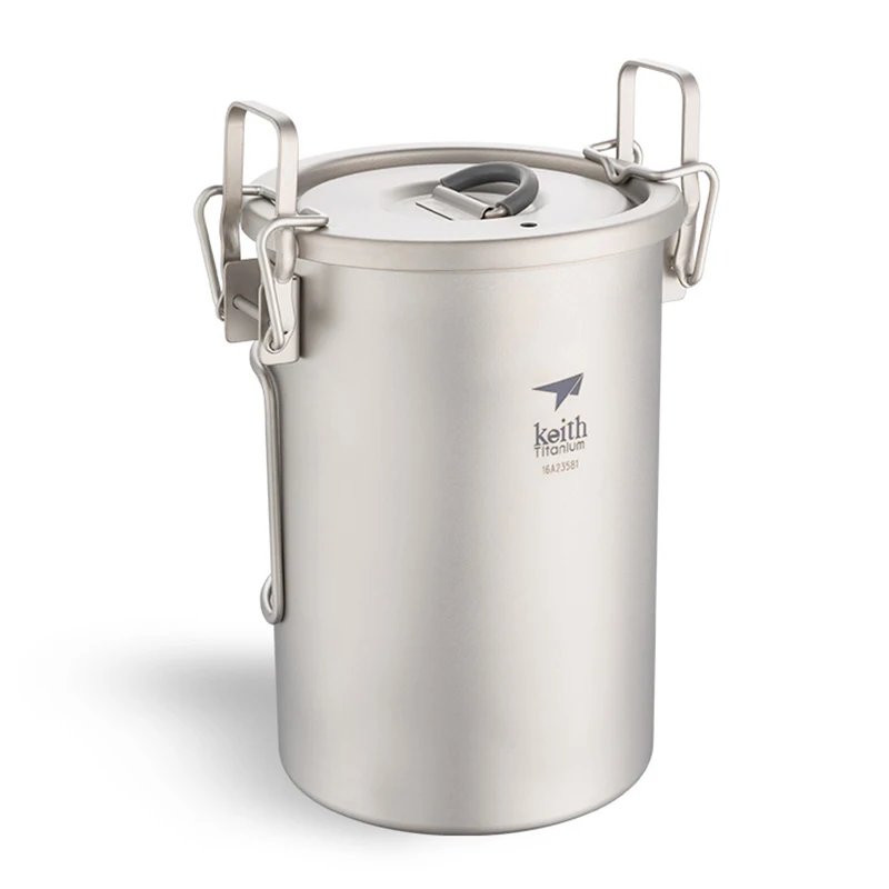 Imagem -03 - Keith 900ml Titanium Arroz a Vapor de Acampamento Cozinha Conjunto Panelas Pote Água Recipiente Comida com Tampa e Alça Caneca Ti6300 0.9l