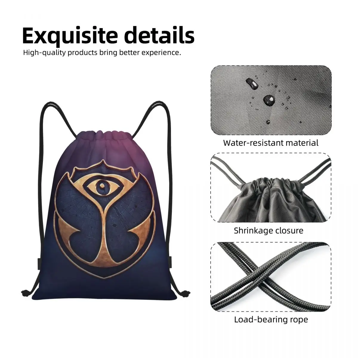 Custom Tomorrowland Electronic Drawstring Bag Men Women Lightweight Sports Gym Storage Backpack