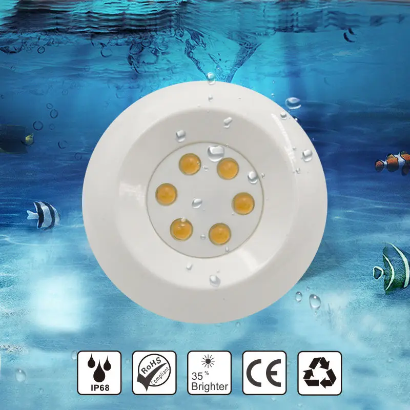 Lampe de piscine ultra-mince, 5W, DC 12V, LED, IP68, étanche, montée en surface, lumière blanche subSN