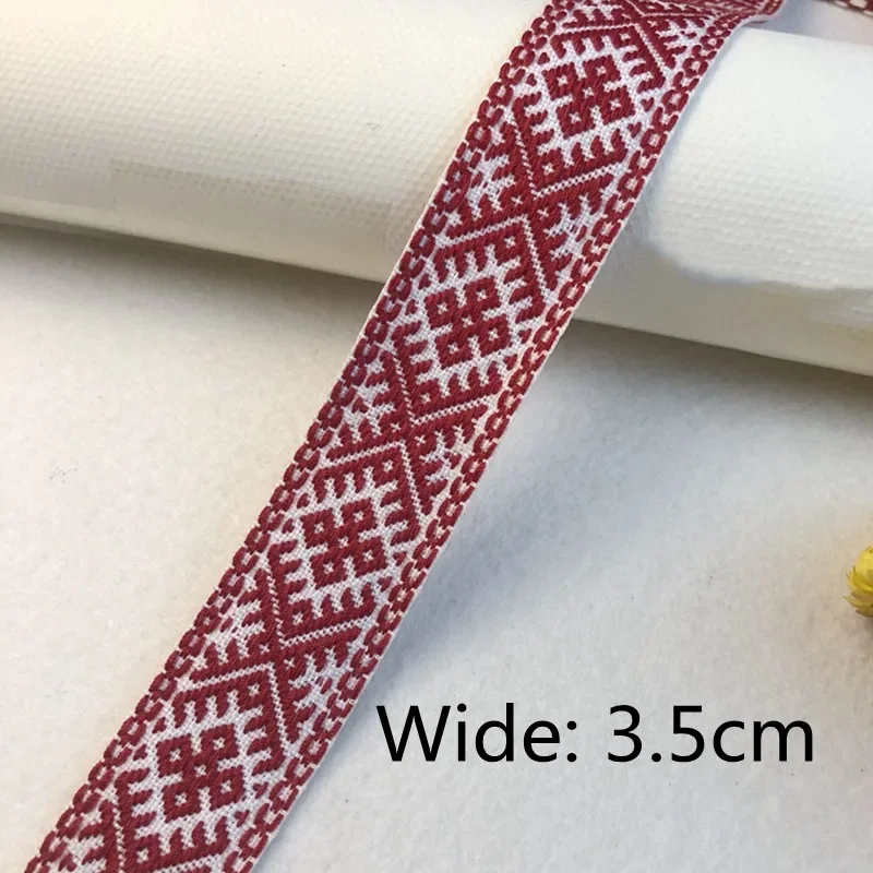 Red Jacquard Webbing Polyester Ribbon Craft, 1Yards