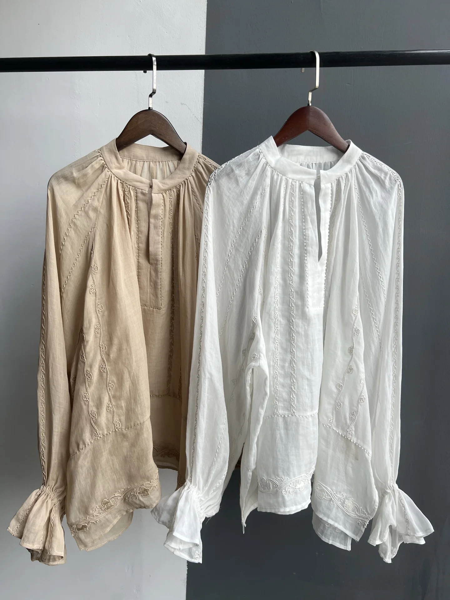 

2025 Early Spring New High Quality Fashion All-Match Round Neck Bubble Long Sleeve Shirt For Women