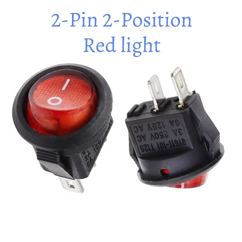 10PCS 15mm 2Pin 3Pin 2-Position Round Boat Rocker Switch Illuminated Rocker Power Switch Small Round Type 15MM 2/3Pin New