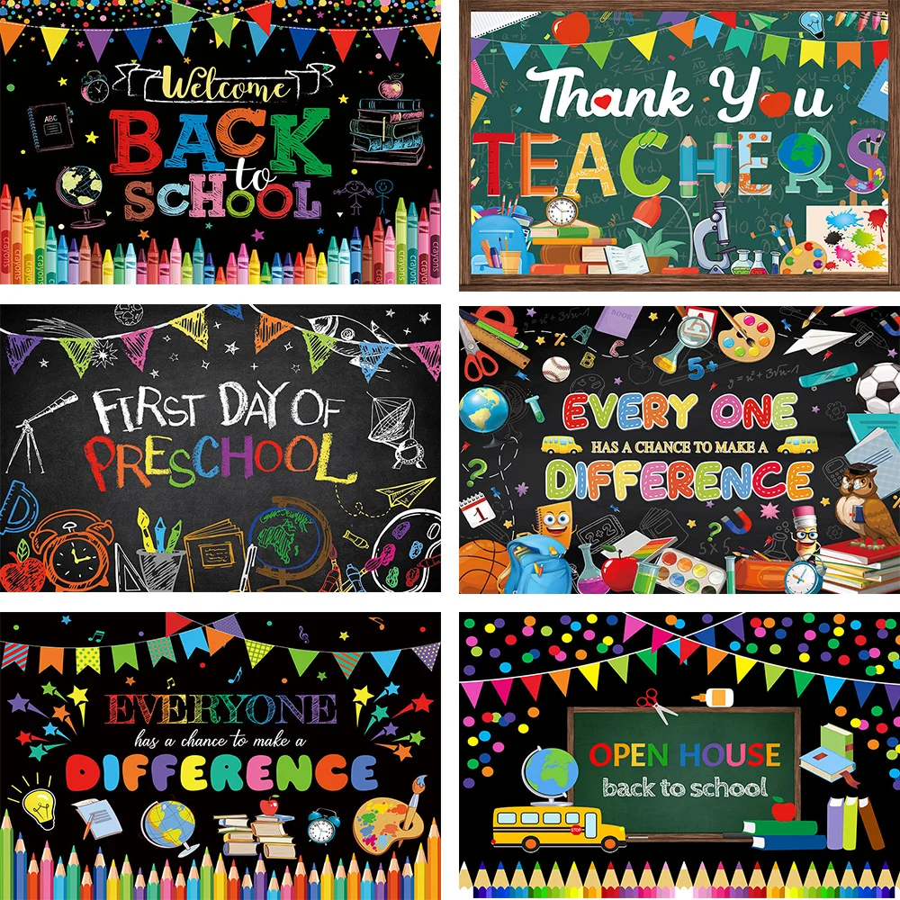 

Mehofond Photography Background Back To School Class Decor Blackboard First Day of Preschool Thank You Teach Banner Photo Props