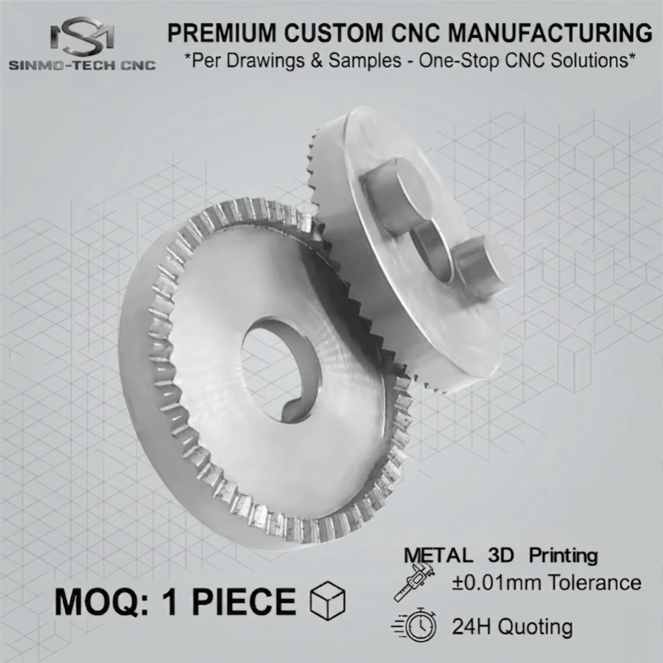 Rapid Prototyping Metal 3D Printing Service, Custom SLM Milling Hybrid Fabrication for Engineering R&D Project, MOQ 1pc