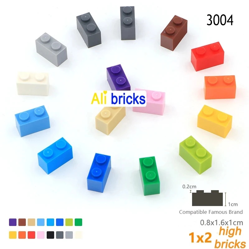 25pcs DIY Building Blocks Thick Figures Bricks 1x2 Dots Educational Creative Size 1*2 Dot Compatible With 3004 Toy for Children