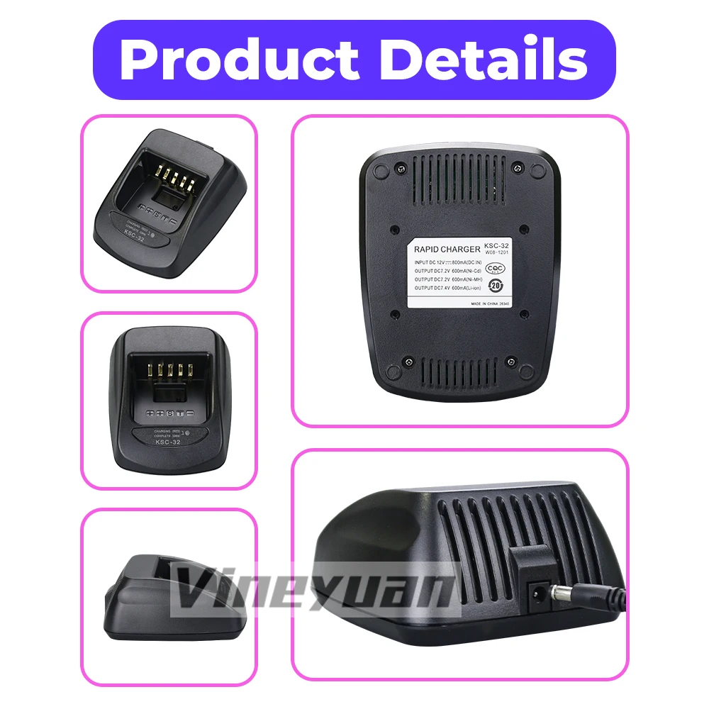 KSC-32 Rapid Dock Battery Charger for Kenwood NX-200 NX-300 NX-410 NX-5000 NX-5300 TK-2180 TK-3180 TK-5230 TK-5210 TK-5310 VP623