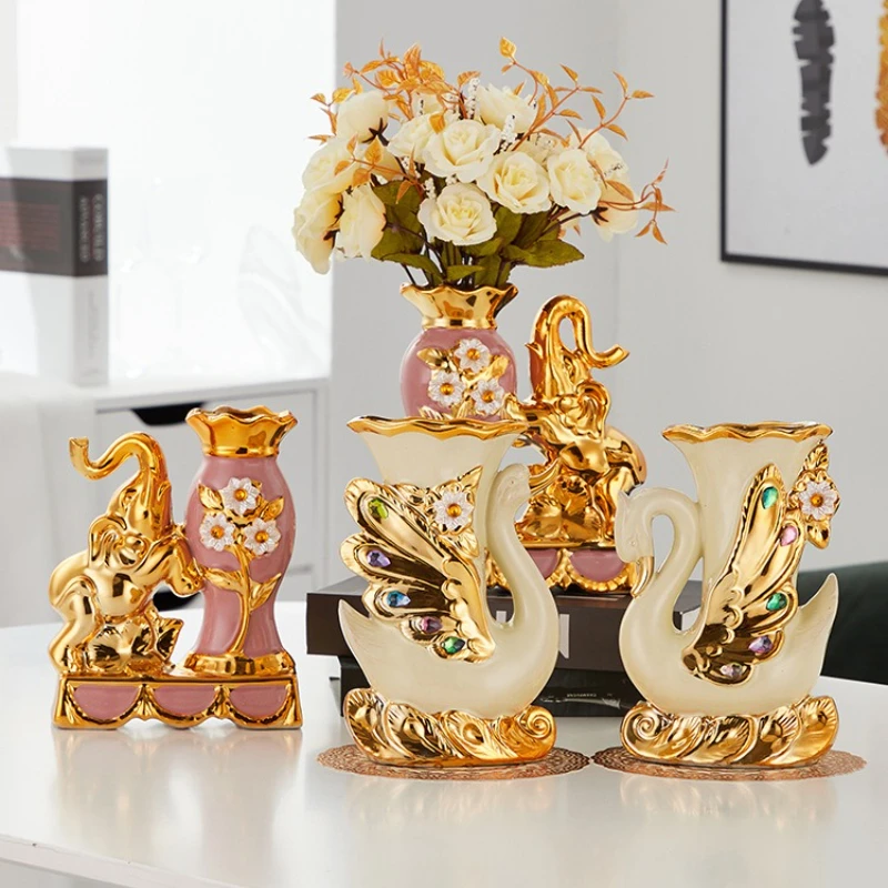Ceramic Vase Swan Ornament, Creative Modern Minimalist Living Room Art, TV Cabinet Decoration, Home Decoration Vase
